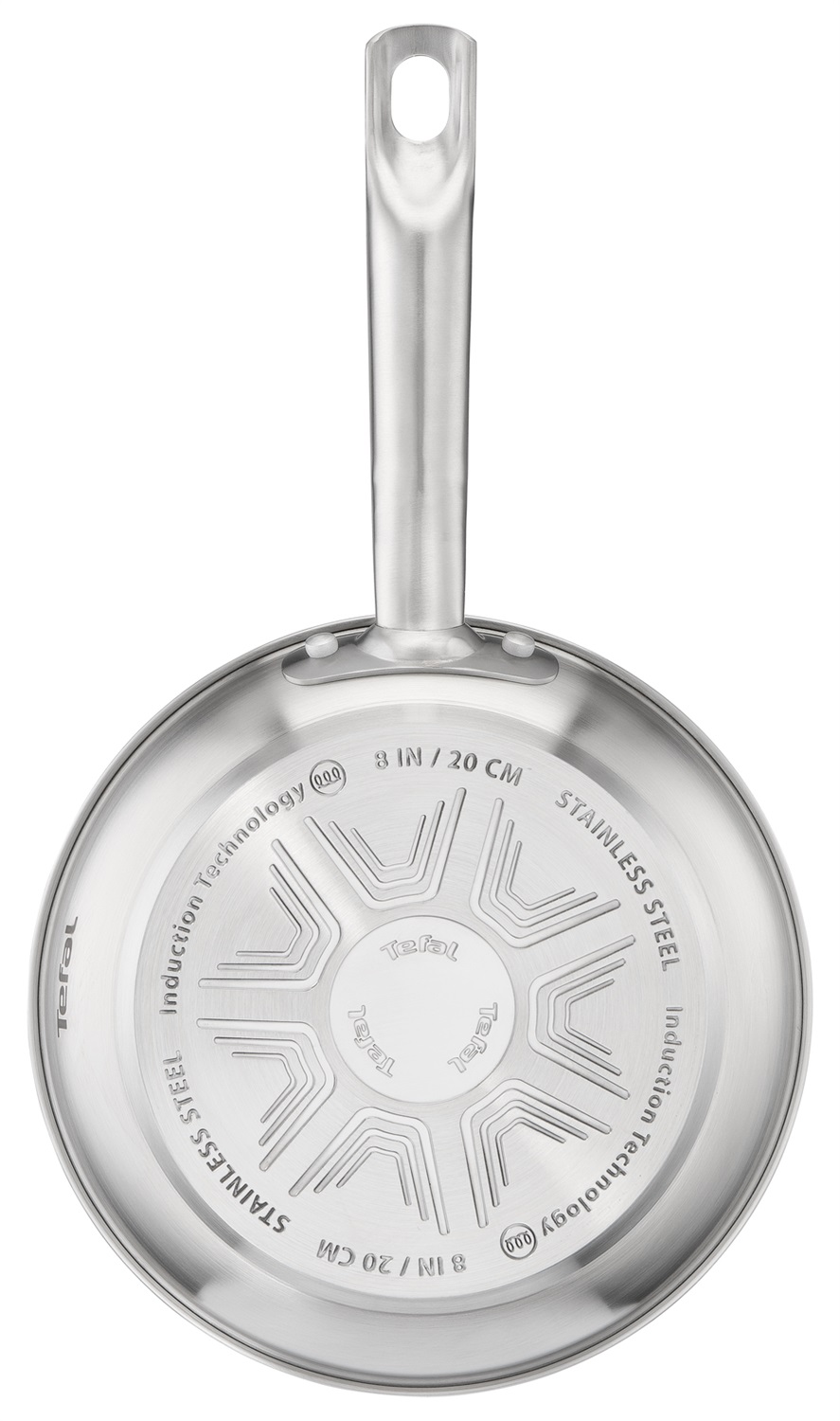 Tefal Virtuoso E49104 - Padella in acciaio inox 24 cm con rivestimento antiaderente Titanium Pro e segnale termico