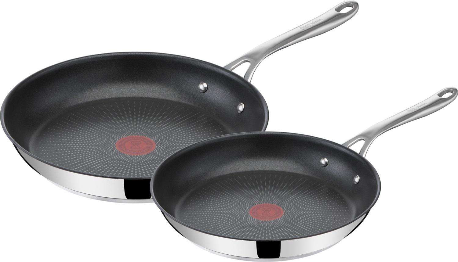 Tefal Jamie Oliver E304S2 Set di Padelle Antiaderenti in Acciaio Inox - 2 Pezzi (24 e 28 cm), Adatte per Induzione e Forno