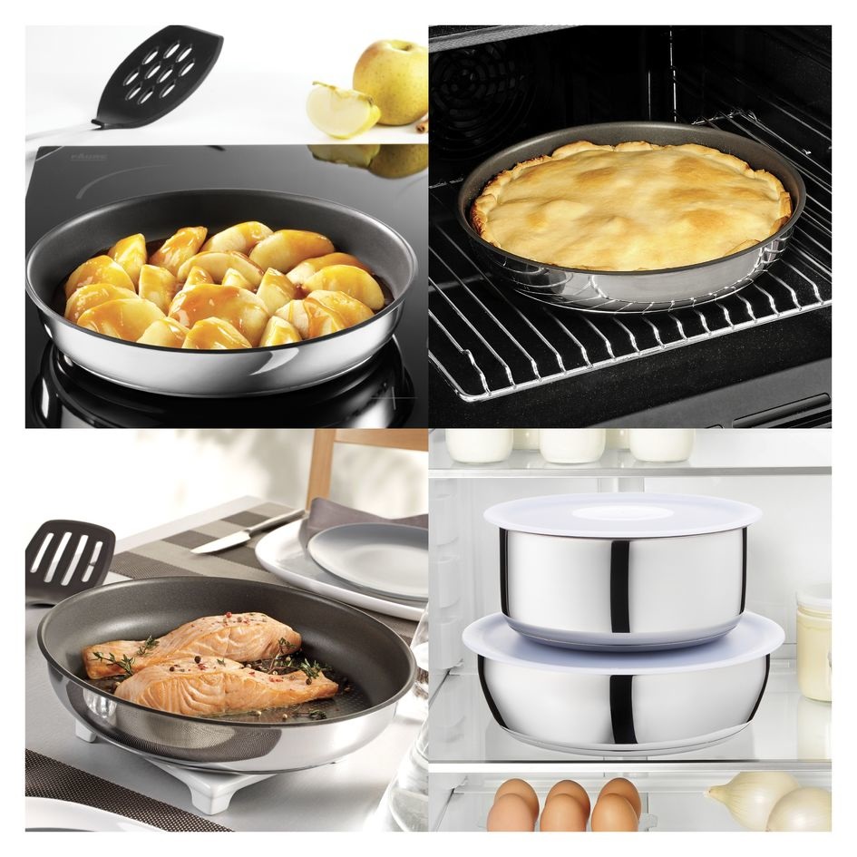Tefal Padella antiaderente in acciaio inox 24 cm - Multiuso, compatibile con induzione