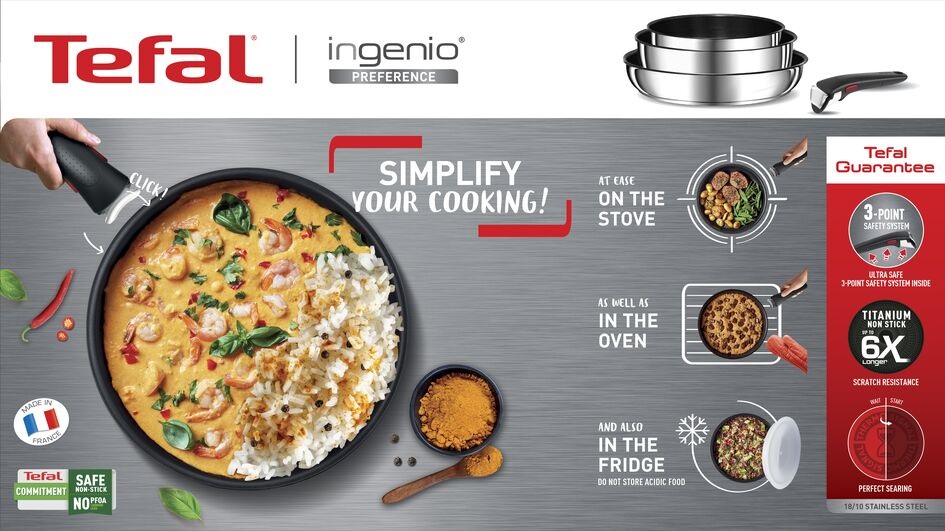 Tefal Ingenio Preferenza Pentola Multiuso 18 cm in Acciaio Inossidabile con Manico Rimovibile