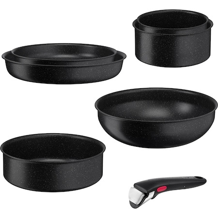 Tefal Ingenio - Set di pentole a induzione impilabili con rivestimento antiaderente e indicatore di temperatura