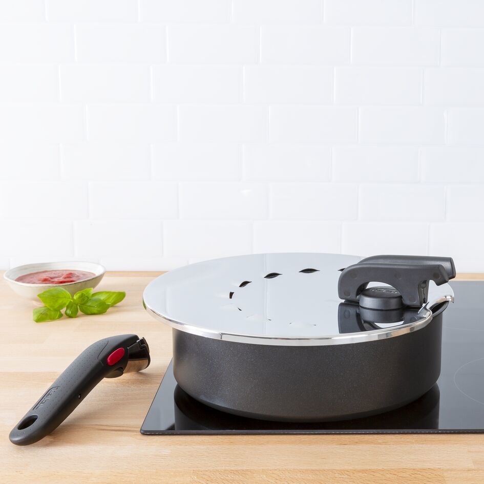 Tefal Ingenio L98298 - Multicoperchio Rotondo in Acciaio Inox 20-28 cm, Lavabile in Lavastoviglie e Perfetto per Scolare