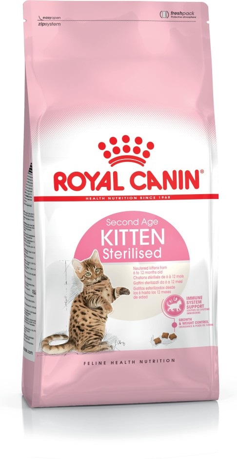 Royal Canin Kitten Sterilised cibo secco per gatti 2 kg Gattino Trinciapollo, Riso, Vegetale