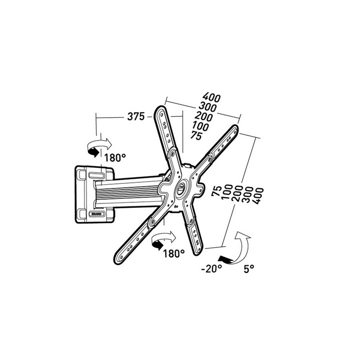 Erard Cliff 400TW90 Supporto Murale per TV 127 cm (50