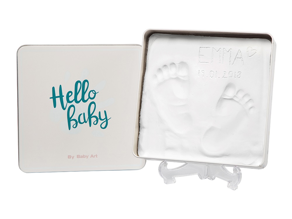 Baby Art Magic Box Square Essentials - Set Impronte Neonato in Metallo per Mani e Piedi