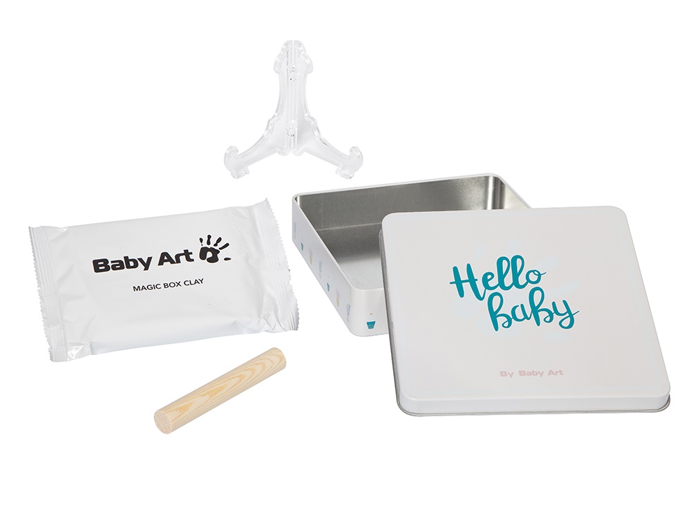 Baby Art Magic Box Square Essentials - Set Impronte Neonato in Metallo per Mani e Piedi