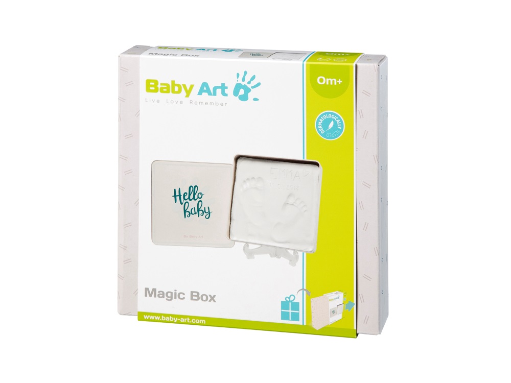 Baby Art Magic Box Square Essentials - Set Impronte Neonato in Metallo per Mani e Piedi