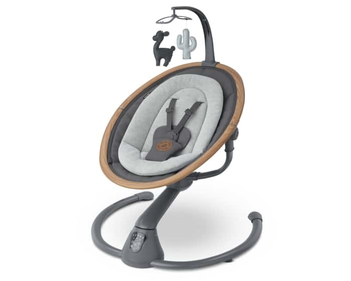 Maxi-Cosi Cassia Sdraietta Elettrica per Neonati 0-6 mesi, max 9 kg, Girevole 360°, Reclinabile, con Rilevamento Movimento e 12 Melodie - Essential Graphite