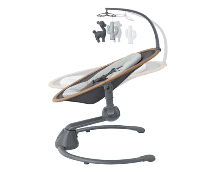 Maxi-Cosi Cassia Sdraietta Elettrica per Neonati 0-6 mesi, max 9 kg, Girevole 360°, Reclinabile, con Rilevamento Movimento e 12 Melodie - Essential Graphite