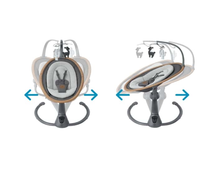 Maxi-Cosi Cassia Sdraietta Elettrica per Neonati 0-6 mesi, max 9 kg, Girevole 360°, Reclinabile, con Rilevamento Movimento e 12 Melodie - Essential Graphite