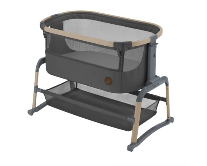 Maxi-Cosi Iora Air Culla Fianco Letto Beyond Graphite - Co-Sleeping con Materasso Extra Spesso, Funzione Dondolo, Altezza Regolabile e Tessuti Ecologici