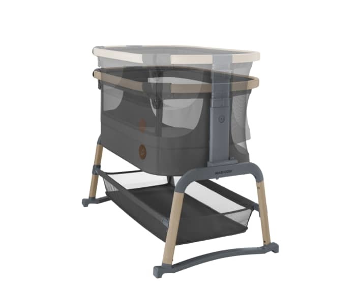 Maxi-Cosi Iora Air Culla Fianco Letto Beyond Graphite - Co-Sleeping con Materasso Extra Spesso, Funzione Dondolo, Altezza Regolabile e Tessuti Ecologici