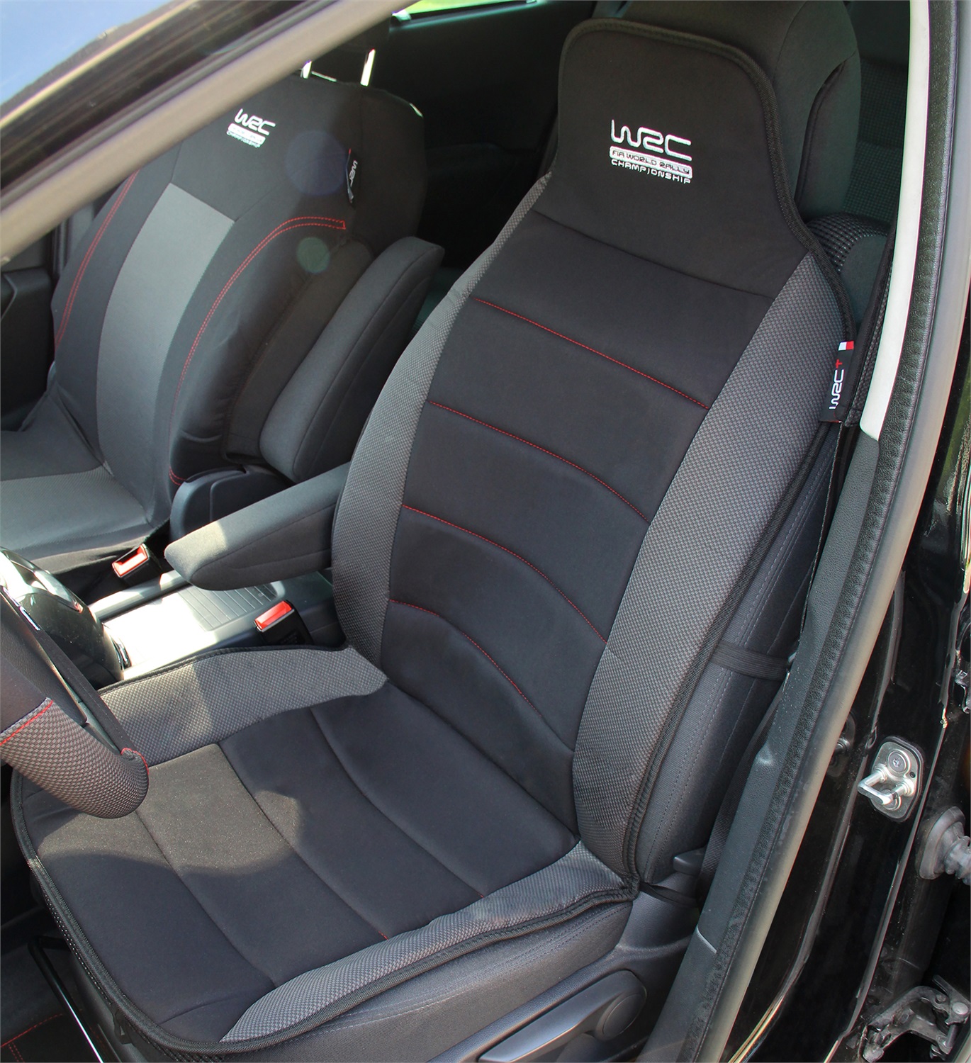 WRC Coprisedile Universale Rally Line Nero Grigio con Rinforzo in Schiuma