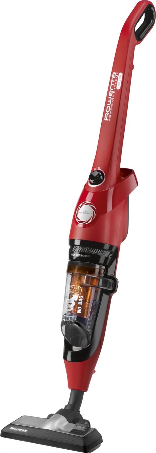 Rowenta RH8133WA Powerline Extreme Bagless - Scopa Elettrica Senza Sacco, Potenza 750 W, Tecnologia Ciclonica, Filtraggio Elevato, Capacità 0,9 L, Colore Rosso/Arancione