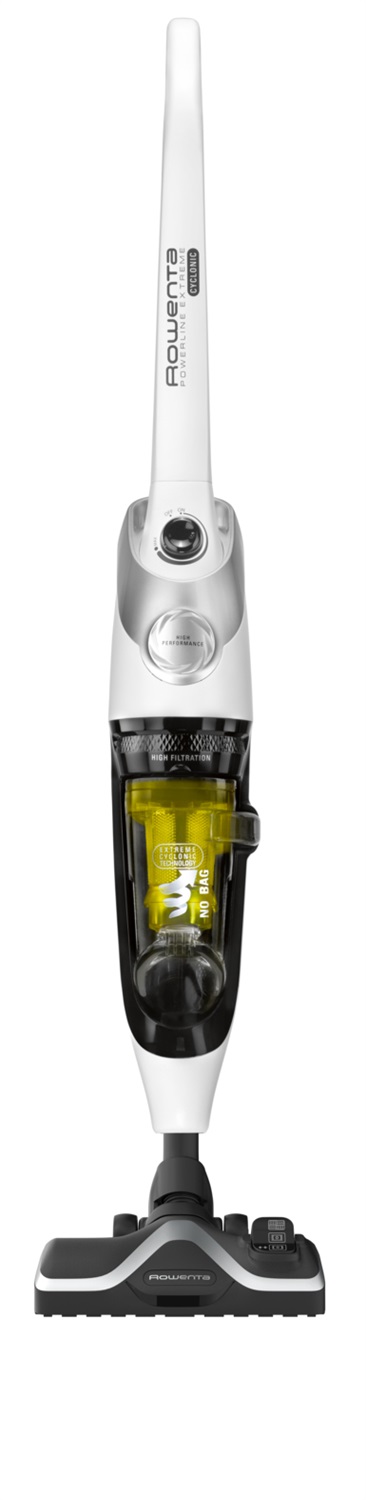 Rowenta Powerline Extreme RH8147WA Cyclonic - Scopa Elettrica con Filo, Senza Sacco, Potenza 750 W, Capacità 0,9 L, Colore Bianco/Giallo, Tecnologia Ciclonica