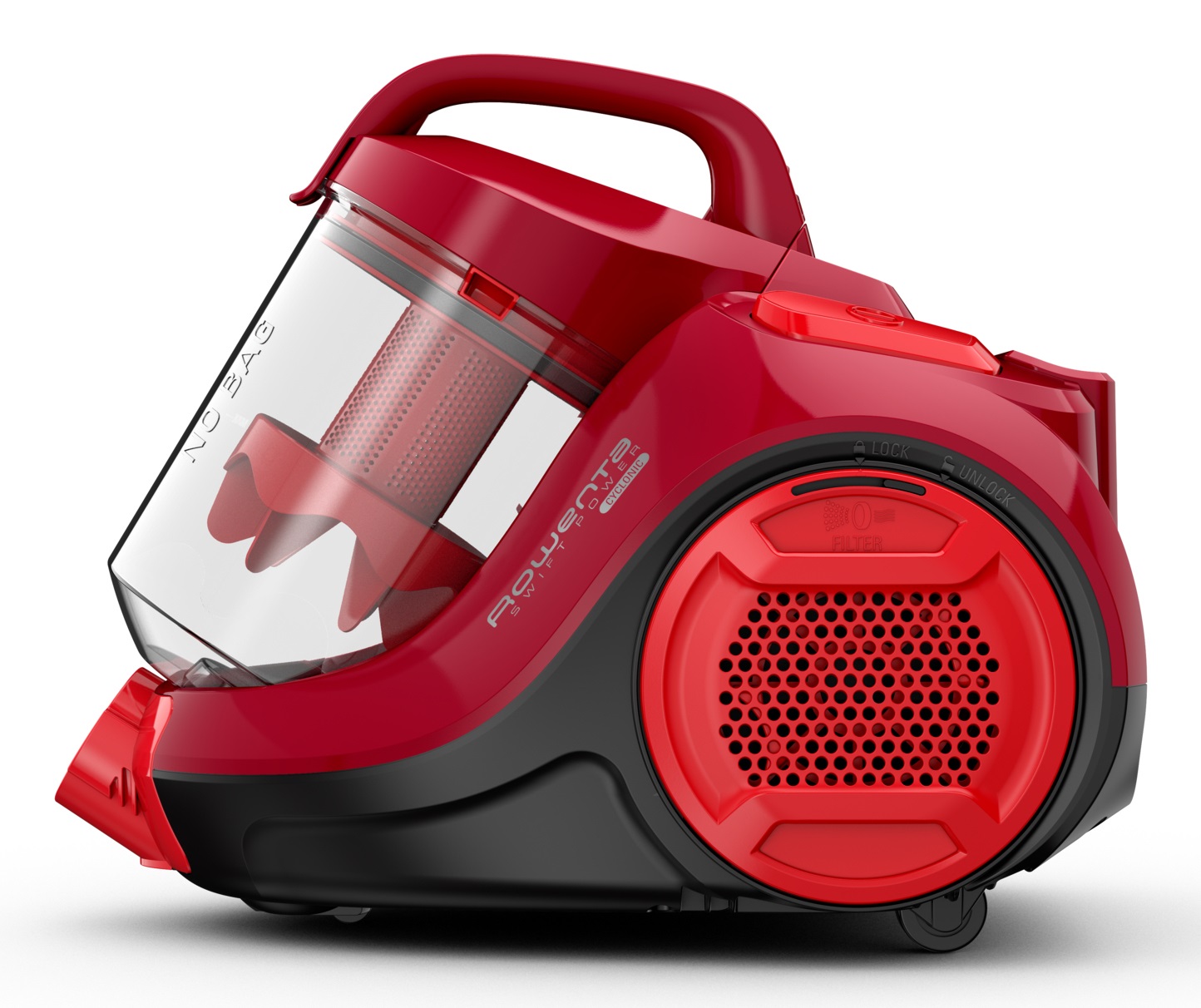 Rowenta Swift Power Cyclonic RO2913 - Aspirapolvere a Traino Senza Sacco, 750 W, 1.2 L, Tecnologia Ciclonica, 77 dB(A), Compatto e Silenzioso