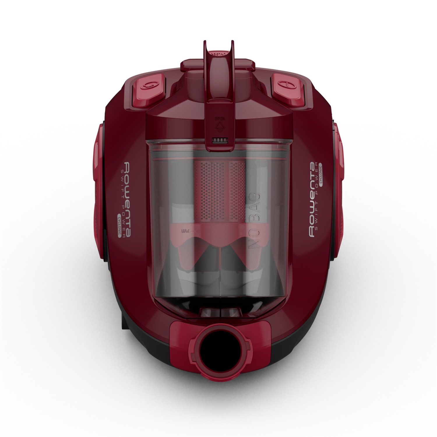 Rowenta Swift Power RO2933 Aspirapolvere a Traino Senza Sacco, 750 W, Tecnologia Ciclonica, Design Compatto, Filtro Igienico, Colore Rosso Vino