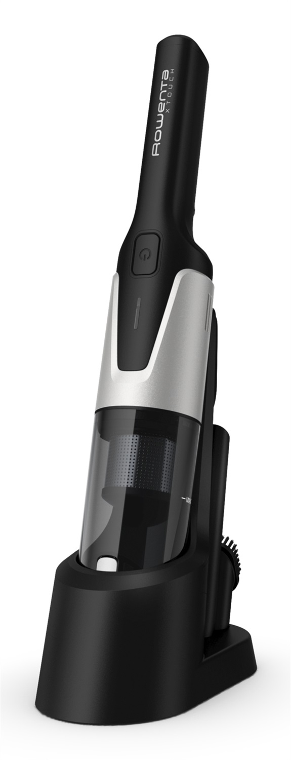 Rowenta X-Touch AC9736 Aspirapolvere Portatile Senza Sacchetto, Compatto e Leggero, Motore Digitale, Base di Ricarica, Grigio/Bianco