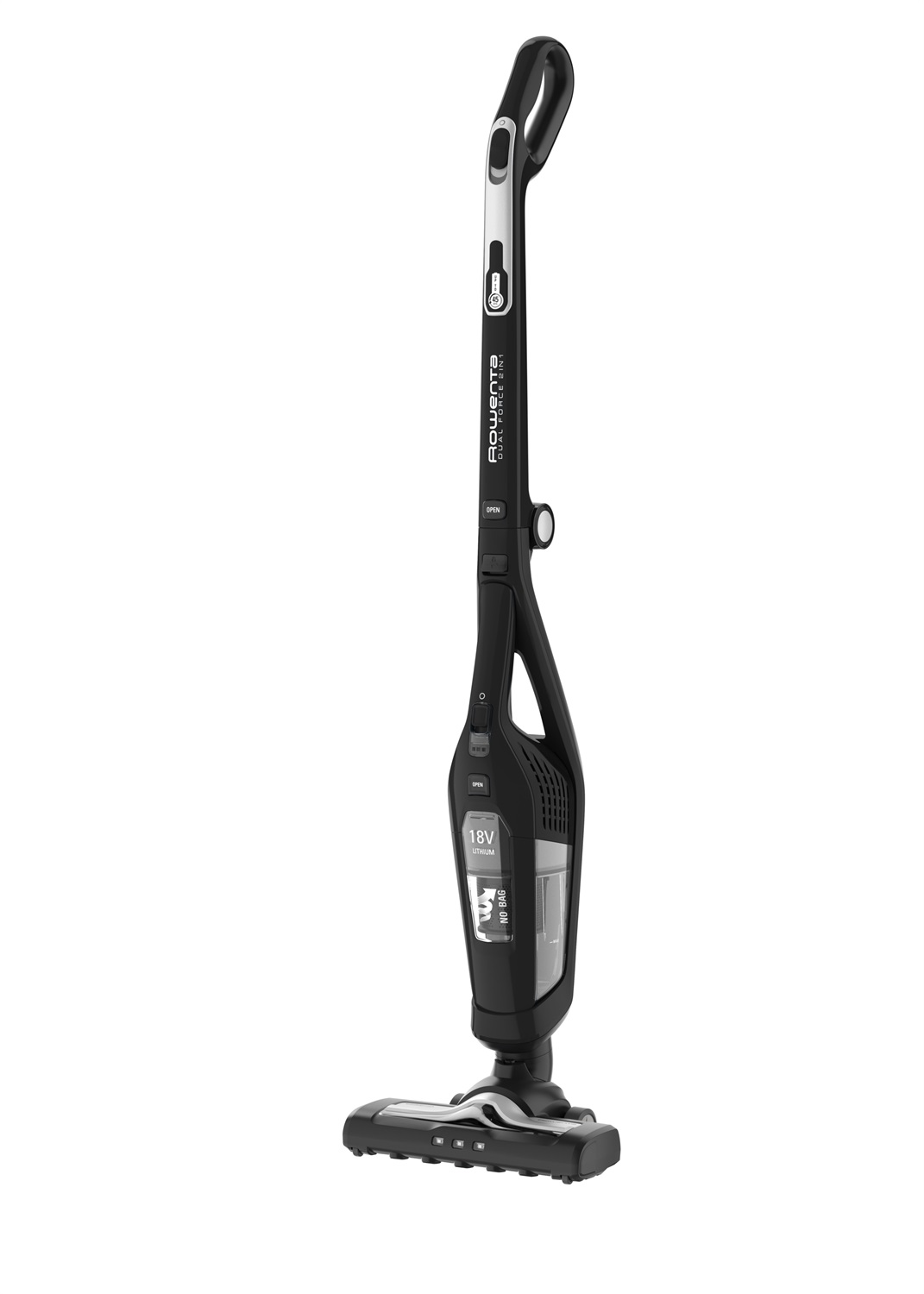 Rowenta RH6735WH Aspirapolvere 2 in 1 Senza Fili, Leggero, con Illuminazione a LED e 45 Min di Autonomia, Nero
