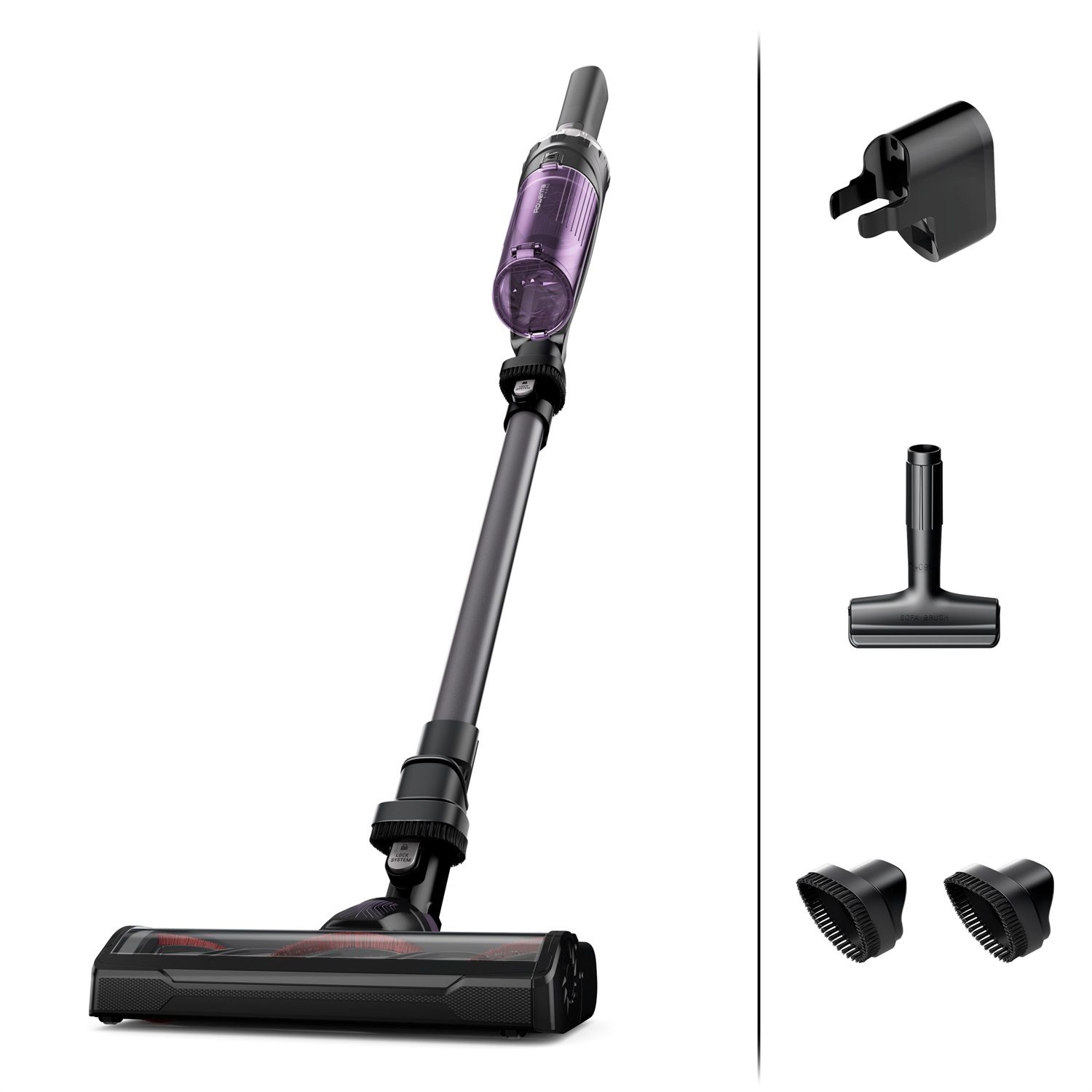 Rowenta RH1128 X-NANO Aspirapolvere Senza Fili 2 in 1 Leggera e Compatta con Aspirabriciole Rimovibile, Senza Sacchetto, Autonomia 40 Min, Viola, Alluminio