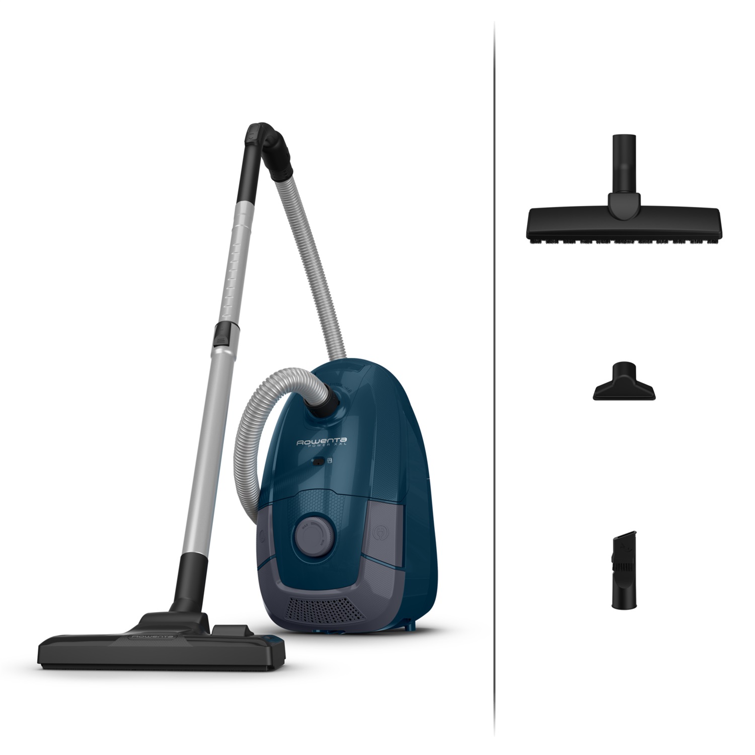 Rowenta RO3126 Power XXL Aspirapolvere a Cilindro 900W 4,5L Classe A Blu Scuro/Grigio con Raggio di Pulizia di 8,80 m