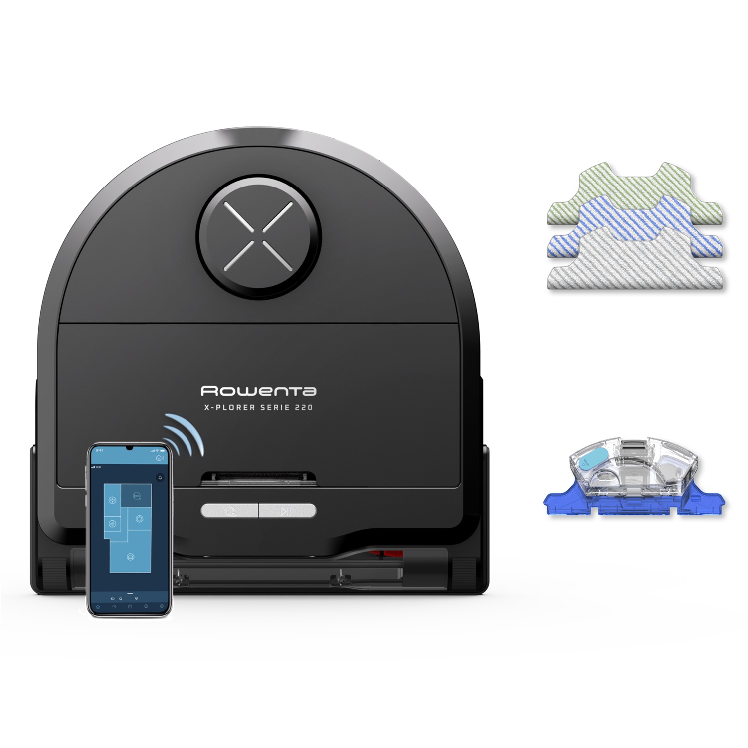 Rowenta X-Plorer Serie 220 - Robot Aspirapolvere con Potenza di Aspirazione 5600 PA, Autonomia 120 Min, Pulizia Profonda Intelligente, Adatto per Animali e Allergie