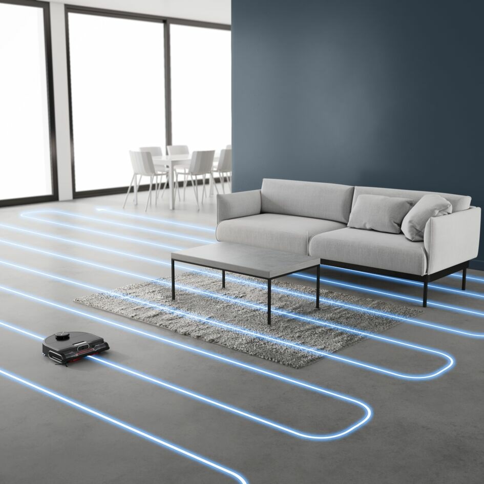 Rowenta X-Plorer Serie 220 - Robot Aspirapolvere con Potenza di Aspirazione 5600 PA, Autonomia 120 Min, Pulizia Profonda Intelligente, Adatto per Animali e Allergie
