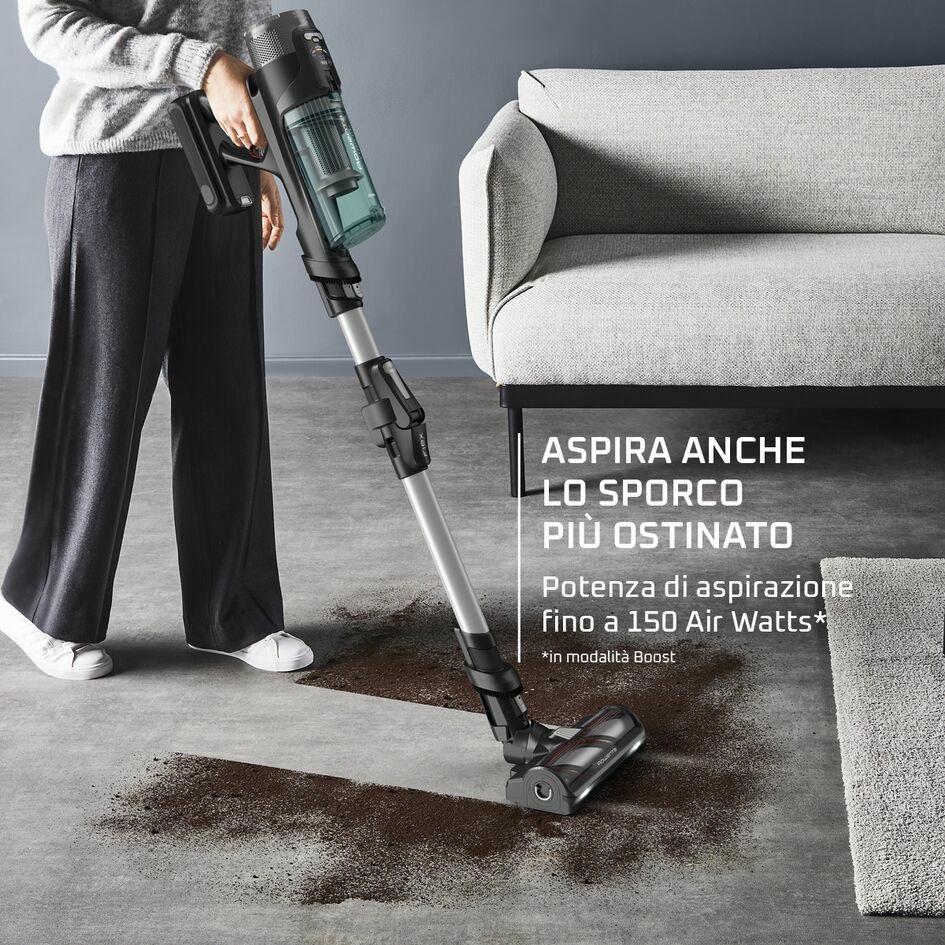 Rowenta RH9A32WO Aspirapolvere Senza Filo Alluminio Verde Senza Sacchetto 150 AW Ciclonico con Filtro HEPA