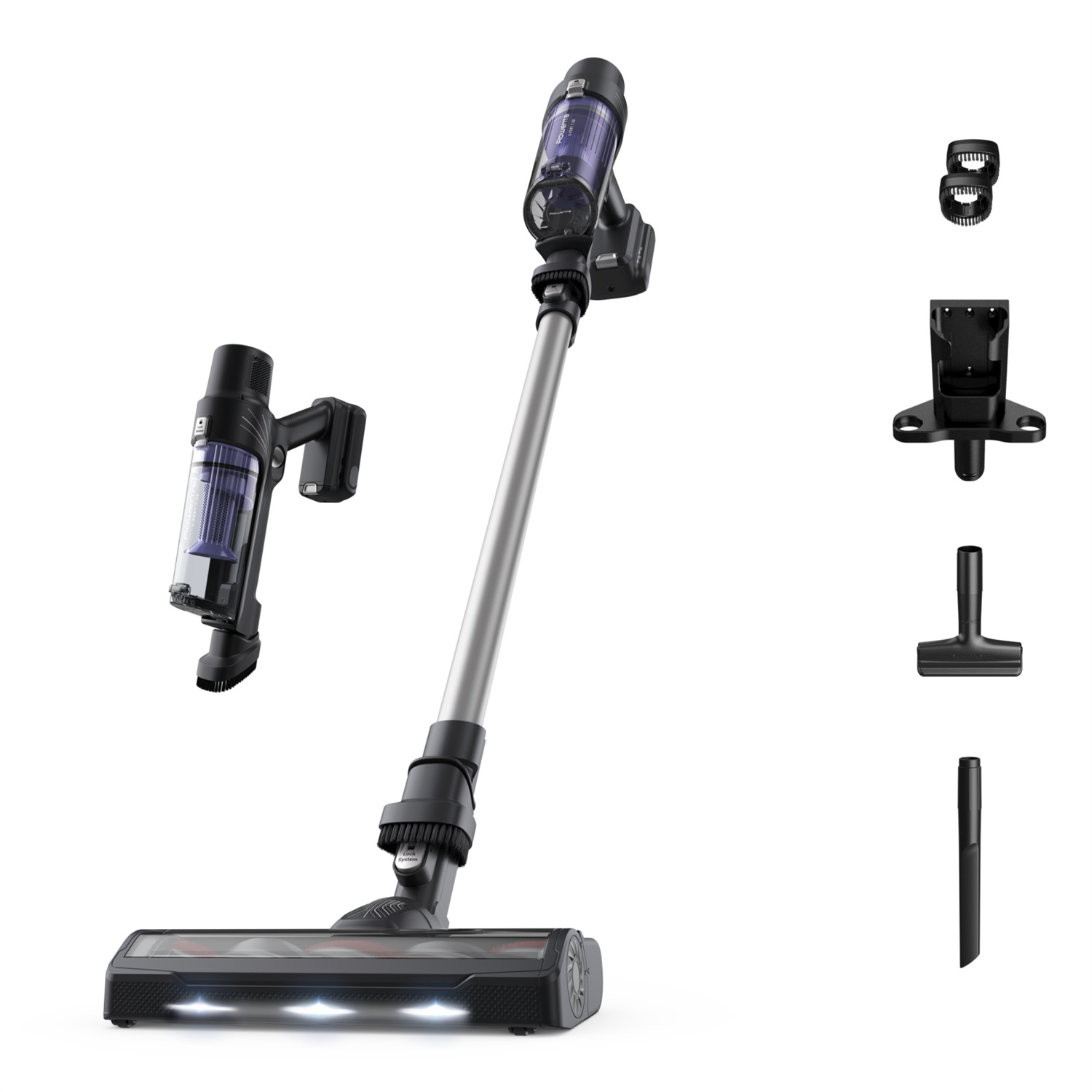 Rowenta X-Pert 7.60 RH6A35 Aspirapolvere senza filo 2 in 1 Viola e Argento, Potenza 140 W, Senza sacchetto, Tecnologia ciclonica