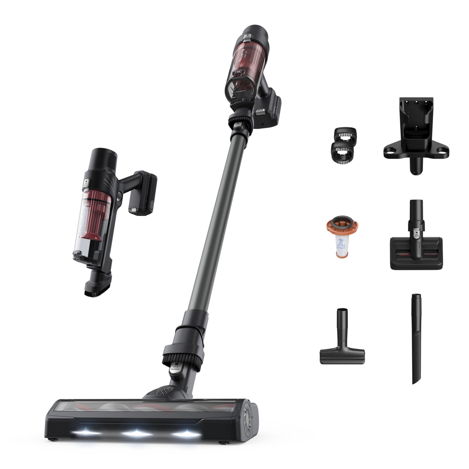 Rowenta X-Pert 7.60 RH6A75 - Scopa Elettrica Senza Filo 140W, Ciclonica, 2-in-1, Nero/Rosso