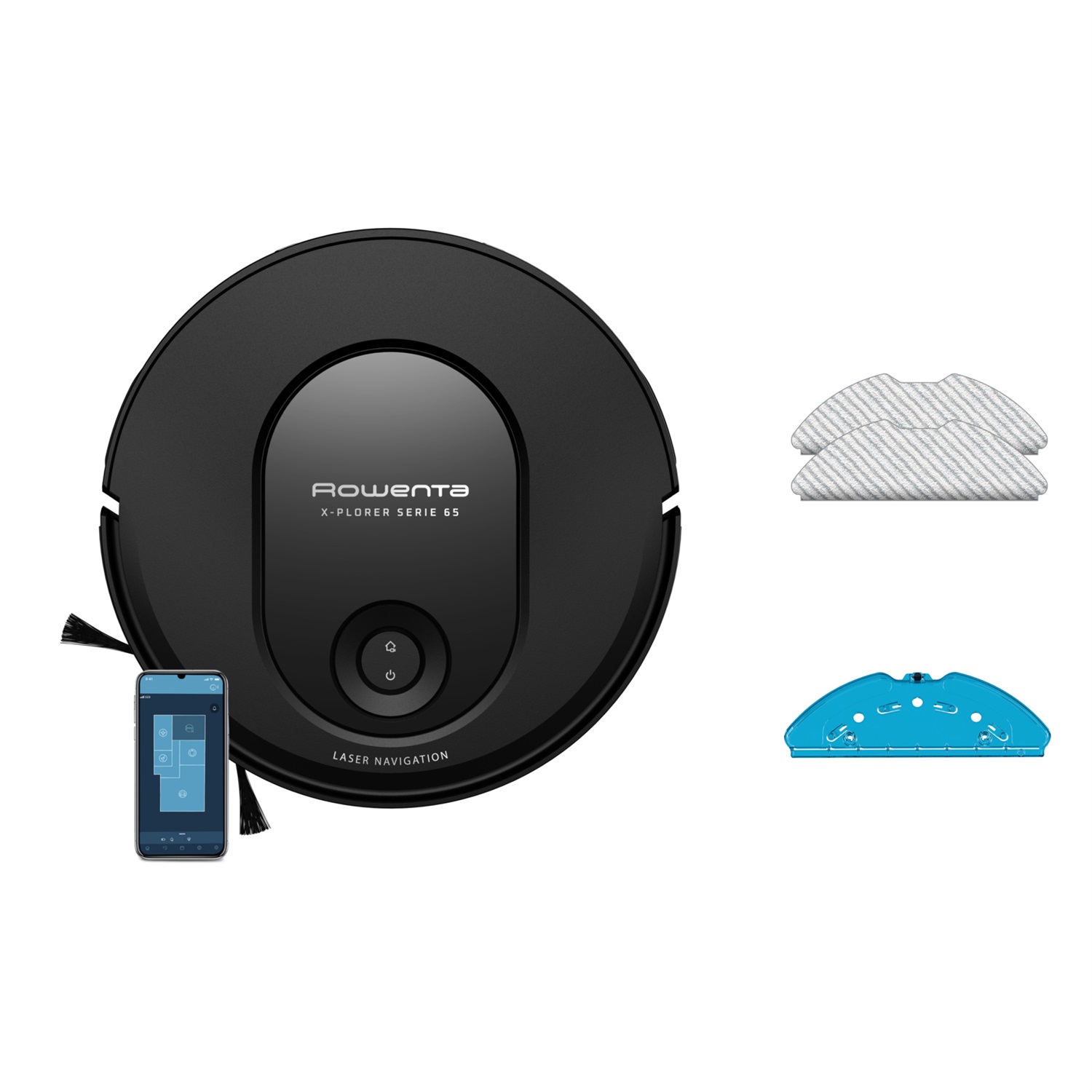Rowenta X-Plorer RR8L65 Robot Aspirapolvere e Lavapavimenti con Navigazione Laser, Sistema Smart Aqua Power, Controllo Remoto, 168 Min Autonomia, Potenza 2300 PA