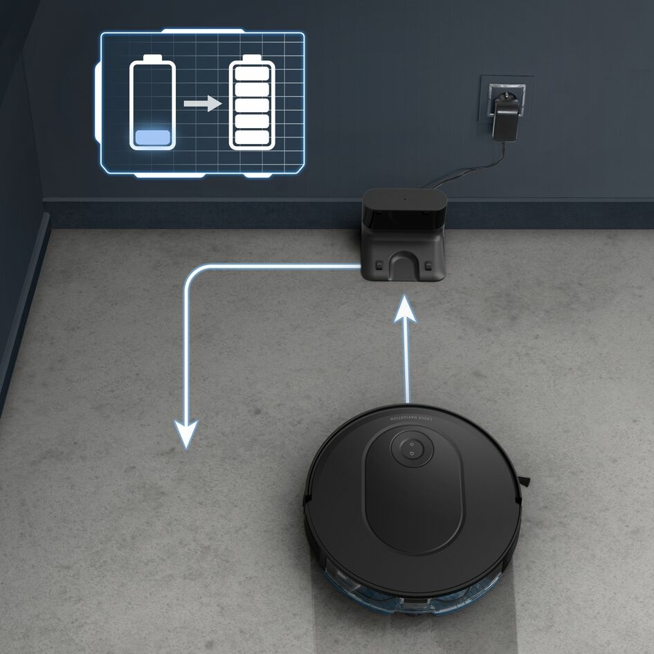 Rowenta X-Plorer RR8L65 Robot Aspirapolvere e Lavapavimenti con Navigazione Laser, Sistema Smart Aqua Power, Controllo Remoto, 168 Min Autonomia, Potenza 2300 PA