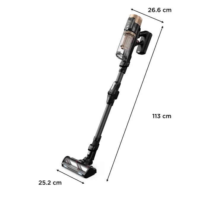 Rowenta X-Force Flex 14.80 RH9B74WO - Aspirapolvere Senza Fili 2 in 1, Potenza di Aspirazione 240 AW, Capacità 0,6 L, Senza Sacchetto, Colore Nero/Oro, Autonomia Fino a 90 Minuti, Modello Animal Care