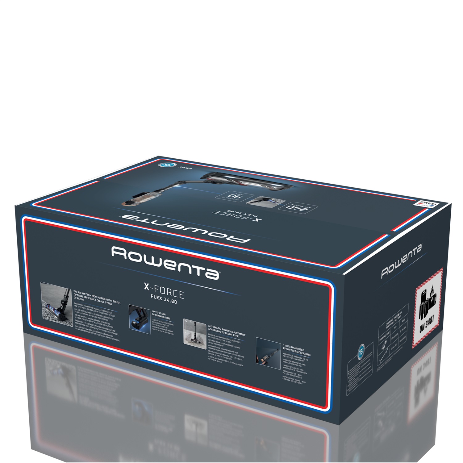 Rowenta X-Force Flex 14.80 RH9B74WO - Aspirapolvere Senza Fili 2 in 1, Potenza di Aspirazione 240 AW, Capacità 0,6 L, Senza Sacchetto, Colore Nero/Oro, Autonomia Fino a 90 Minuti, Modello Animal Care