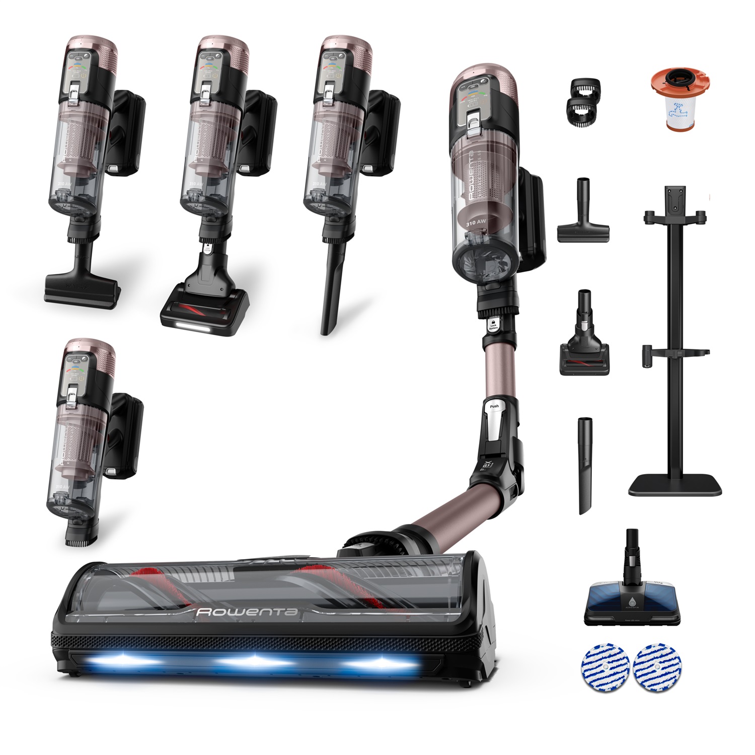 Rowenta X-Force Flex 16.60 Aspirapolvere Senza Filo Nero/Rame con Potenza di Aspirazione Fino a 315 AW e Spazzola Neo