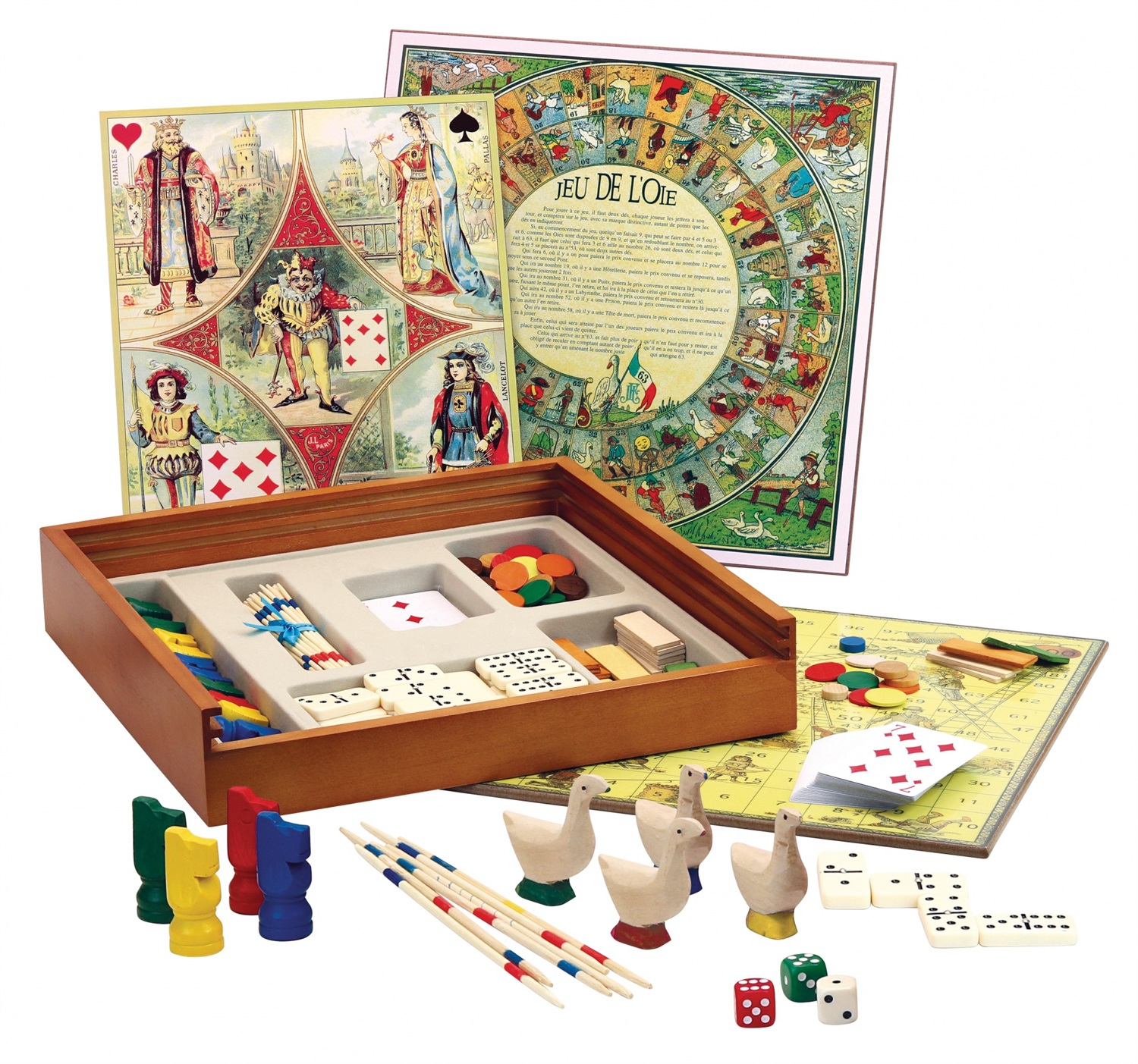 Jeujura J21319 - Set di giochi tradizionali in legno, 32,5 x 32,5 x 6,5 cm, per bambini dai 5 anni