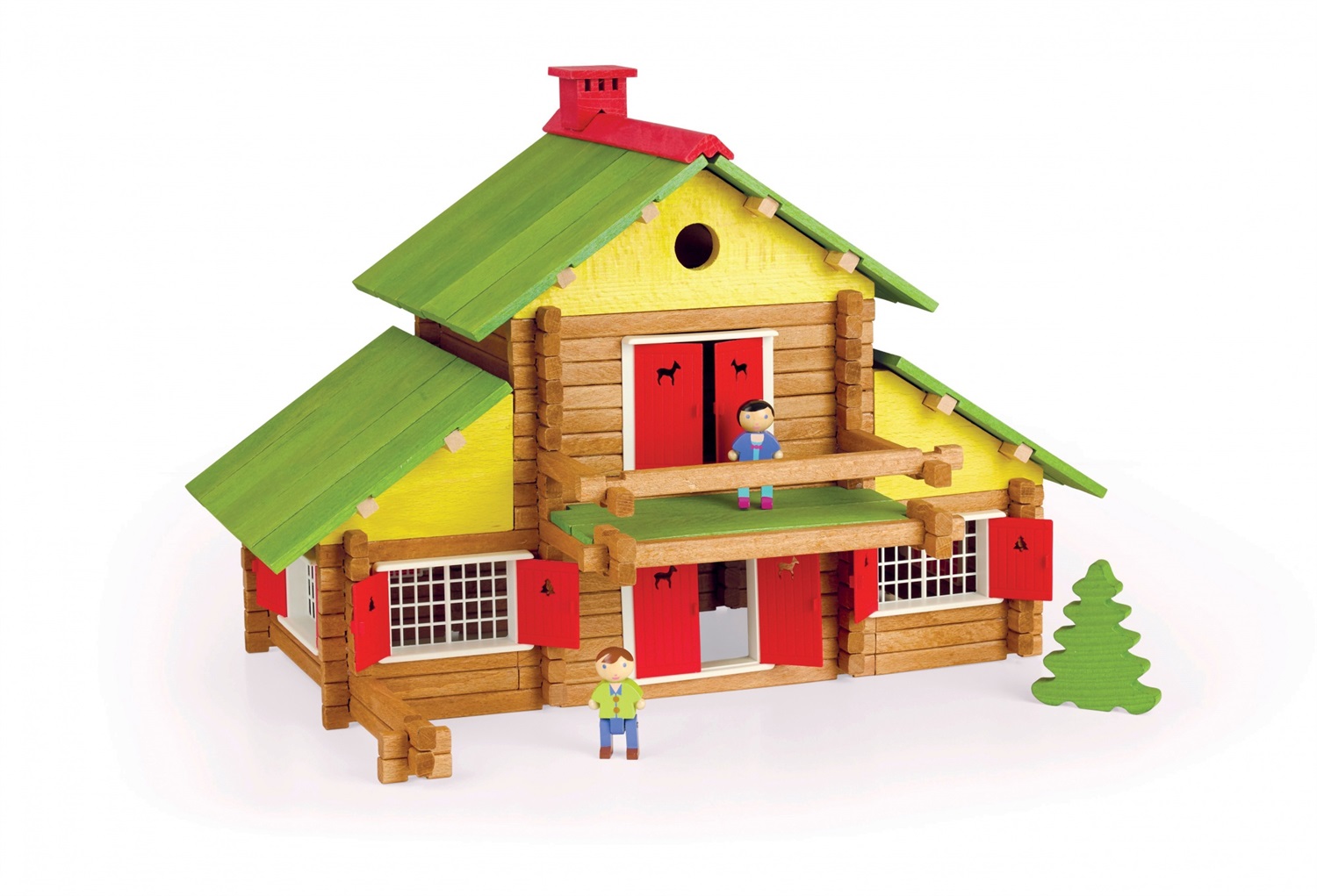 Jeujura My Wooden Chalet 8005 - Gioco di Costruzione in Legno, 240 Pezzi, Multicolore