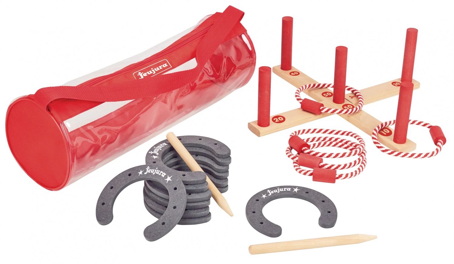 Jeujura Throw Giochi in Legno con Anelli e Ferri di Cavallo - Gioco Educativo per Bambini, Fabbricato in Francia