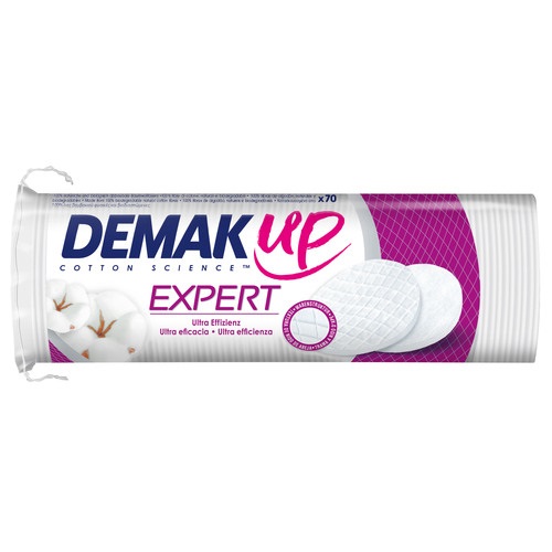 Demak'Up Dischetti Struccanti in Cotone - Confezione da 70 Pezzi, Struttura a Nido d'Ape per una Pulizia Efficace