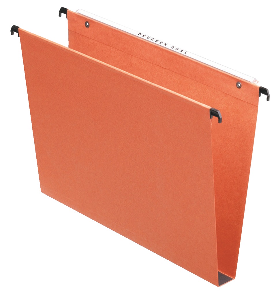 Esselte Cartella Sospesa Verticale ORGAREX KORI 39 cm - conf. da 50 pezzi, cartoncino orange kraft, ganci in nylon e acciaio