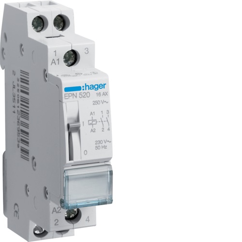 Hager EPN520 Rele' Passo Passo 16A 230V 2 NA - Tensione Isolamento 250V, Frequenza 50/60 Hz