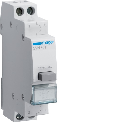 Hager Pulsante SVN351 1NA 1NC, Corrente 16A, Tensione 250V AC
