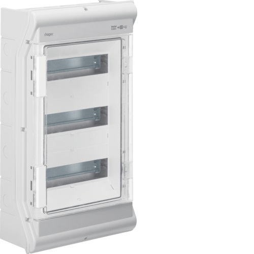 HAGER VE312PN Quadro di distribuzione piccolo Vector IP65 - 1 porta, 36 moduli, Grigio chiaro, Policarbonato