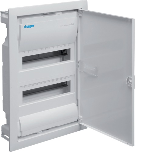 Hager Quadro di Distribuzione Volta UPV IP30 2R/24M Bianco con Porta - Centralino da Incasso per Dispositivi fino a 63 A