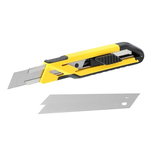 Stanley Cutter Autobloccante 18 mm con Corpo in T.P.R. e Meccanismo di Sicurezza
