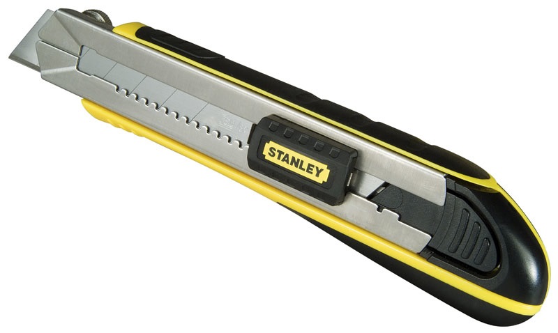 Stanley 0-10-486 Cutter 25 mm, Corpo in Bi-Materiale Sintetico, Telaio in Acciaio Inox, Caricamento Automatico, Estremamente Robusto
