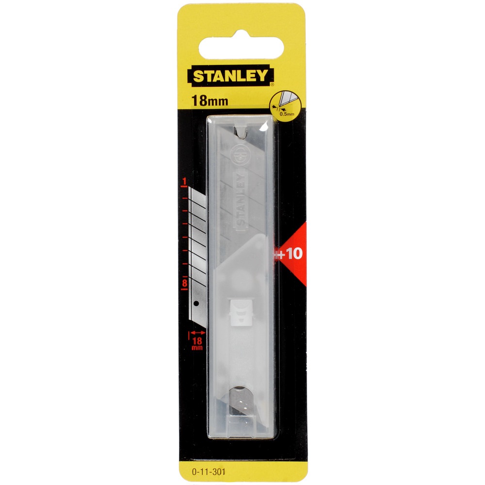 Stanley Lame a Spezzare 18 mm - Spessore 0,55 mm, Astuccio da 10 Pezzi
