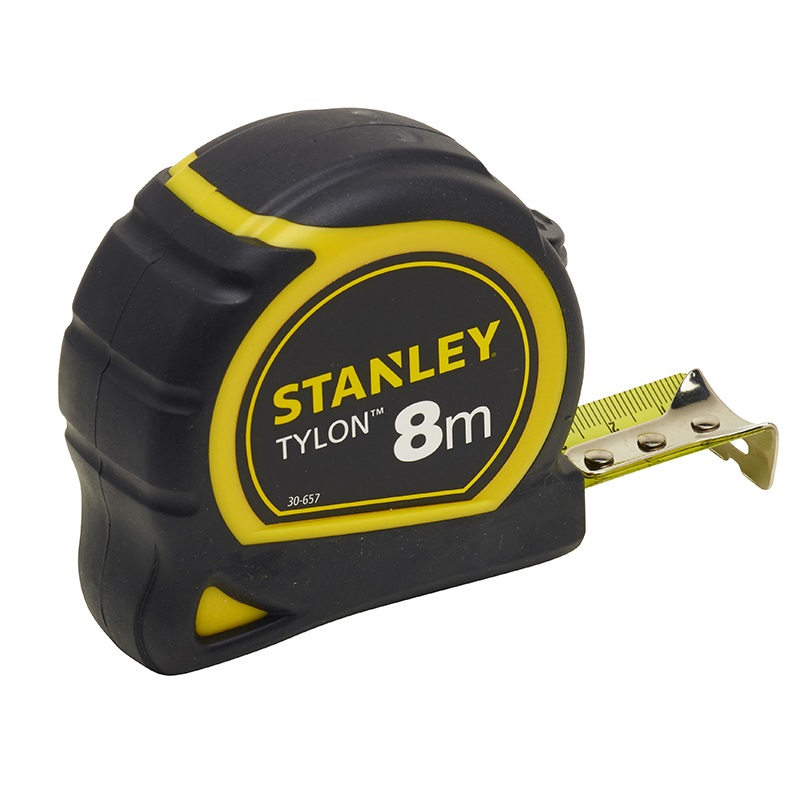 Stanley Flessometro 0-30-657 Tylon 8 m x 25 mm - Cassa in ABS antiurto, Nastro professionale con rivestimento in gomma antiscivolo