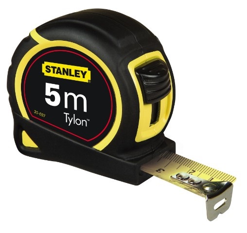 Stanley Flessometro Tylon 5 m x 19 mm - Cassa in ABS Antiurto, Rivestimento in Gomma Antiscivolo