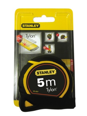 Stanley Flessometro Tylon 5 m x 19 mm - Cassa in ABS Antiurto, Rivestimento in Gomma Antiscivolo